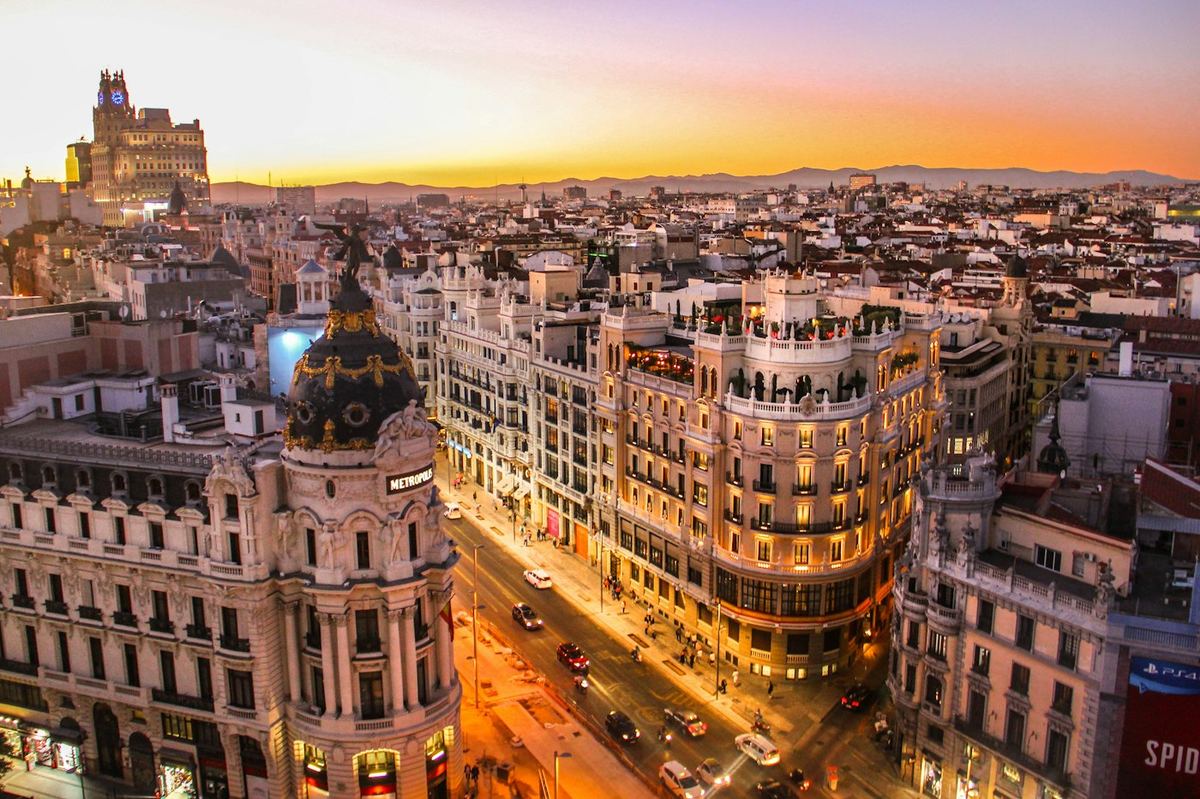 Vista de Madrid ao entardecer